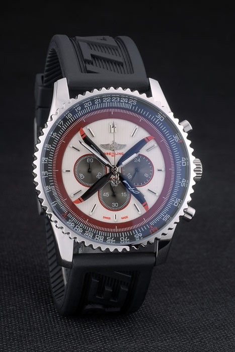Hochwertige Breitling-Repliken: Breitling Certified Black Rubber Strap Beige Dial Chronograph 80181