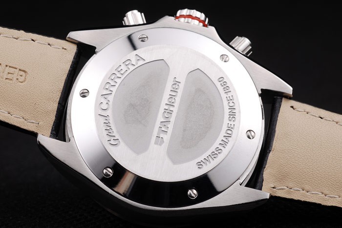 Tag Heuer Carrera Tachymeter Bezel Black Dial Black Leather Strap